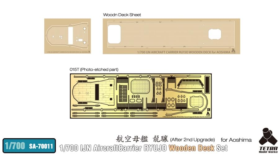 Tetra Model SA Series Japanese Aircraft Carrier Ryujo Wooden Deck with Etching Parts Company Plastic Model Parts SA7011 1/700 (for A)