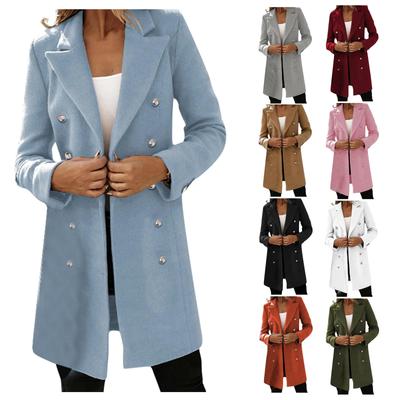 Women's Fashion Long Sleeve Double Button Woolen Coat Autumn And Winter