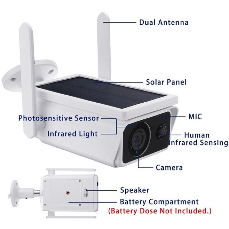 3MP Solar WIFI Camera Wireless CCTV Security Surveillance Camera Low Power IP66 Waterproof IP Camera with NightVision PIR Detect