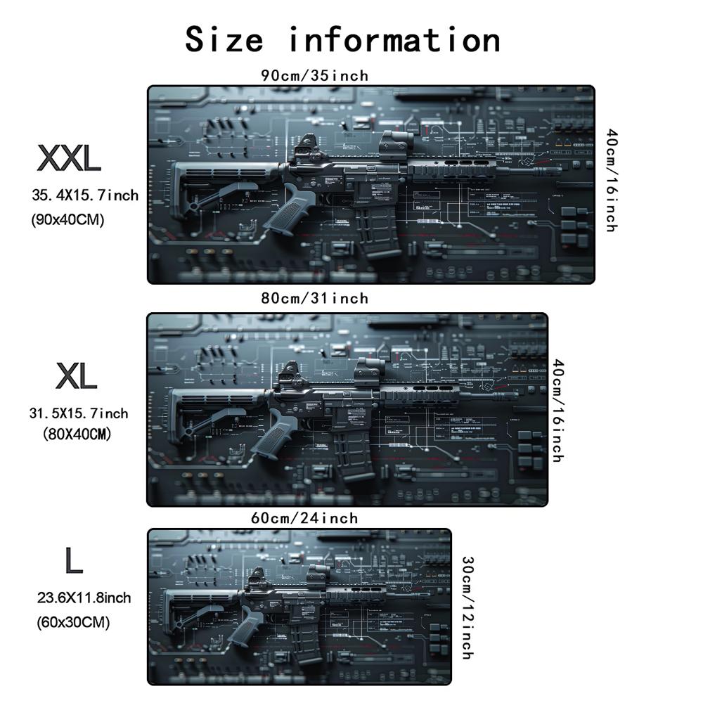 Cool Gun parts assembly Mouse Pad Office Large Desk Mat Computer Laptop Keyboard Pads Gaming Mousepad Non-Slip Cushion 900X400MM