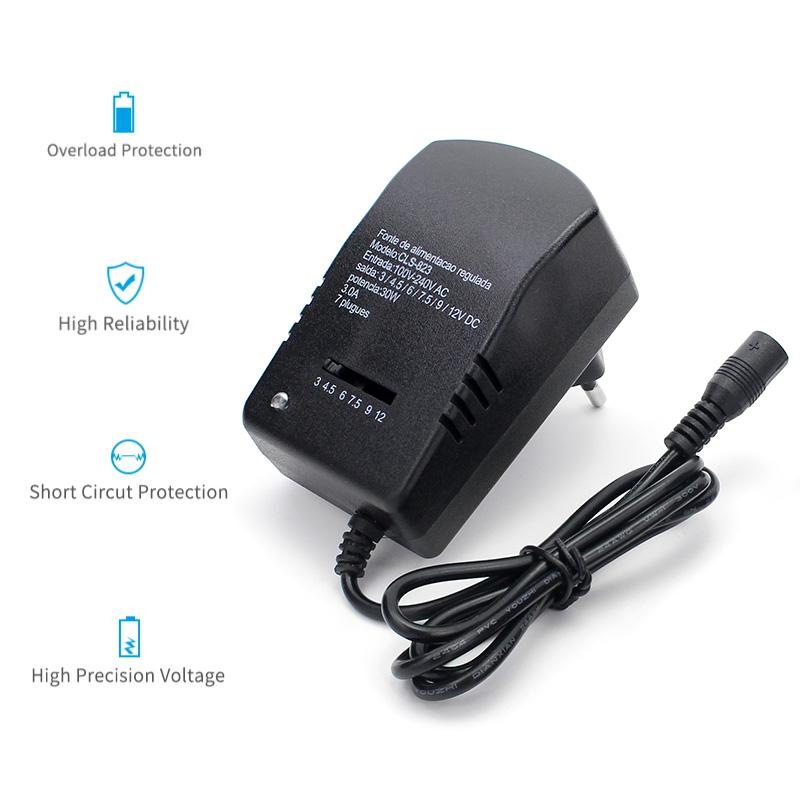 Universal Source 12V Volt Power Supply Adjustable Transformer AC 220V TO 3V 4.5V 6V 7V 9V 12V DC Power Source With Female 7 Plug