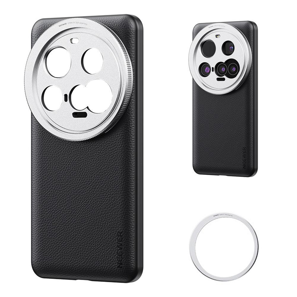 Per Xiaomi 15 Ultra Custodia Resistente in TPU PC Ecopelle con Supporti Obiettivo 17mm Adattatore Filtro 67mm per Protezione Fotocamera nero