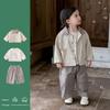 Spring 2026 Baby Boy Three-Piece Set: Long Sleeve T-shirt, Cargo Pants & Jacket