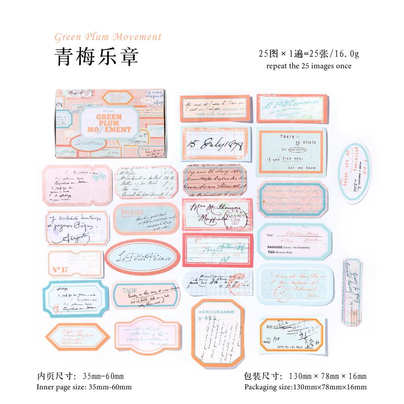 

6 style 25pcs/box Ins creative dopamine color matching memo message post DIY handmade materials scrapbook decoration sticker