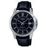 Standardní analogový kožený řemínek černý ciferník Quartz MTP-V004L-1C pánské hodinky