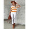 Short Sleeve Striped T-Shirt, Crew Neck Casual Top For Summer & Spring, Women's Clothing