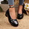 Plus Size 2025 Slip On Women's High Heels Classics Round Toe Med Heel Shallow Pumps for Concise Daily Office & Career