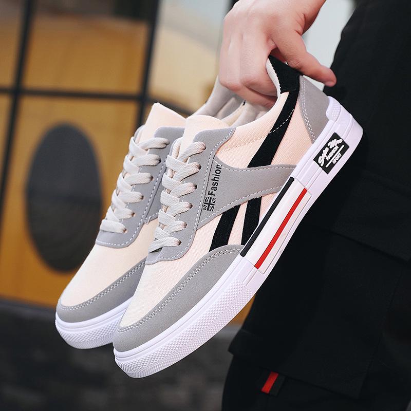 2023 Trendy Korean Style Men's Canvas Shoes - Black & White Versatile Warm Casual Sneakers