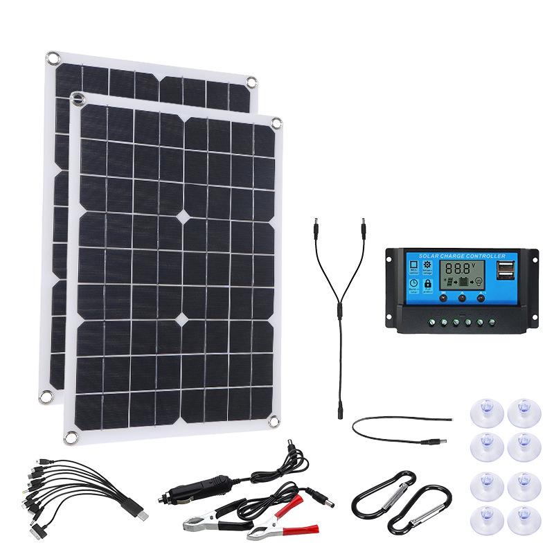 40W Dual Panel Solar Kit with Controller for Emergency Charging