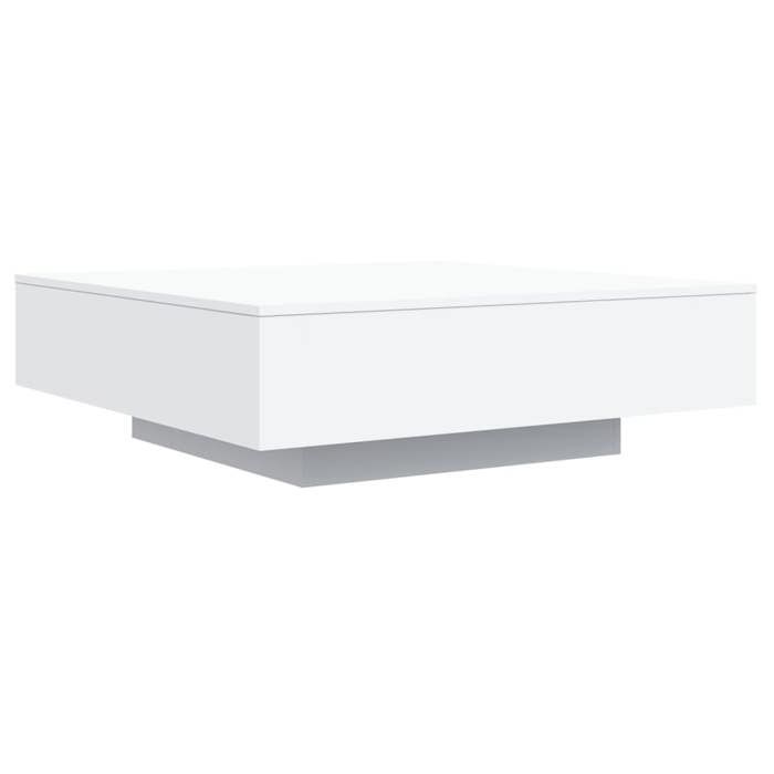 VidaXL Coffee Table with LED Lights, Side Table, End Table, Living Room Furniture, Modern, White Wood 836602