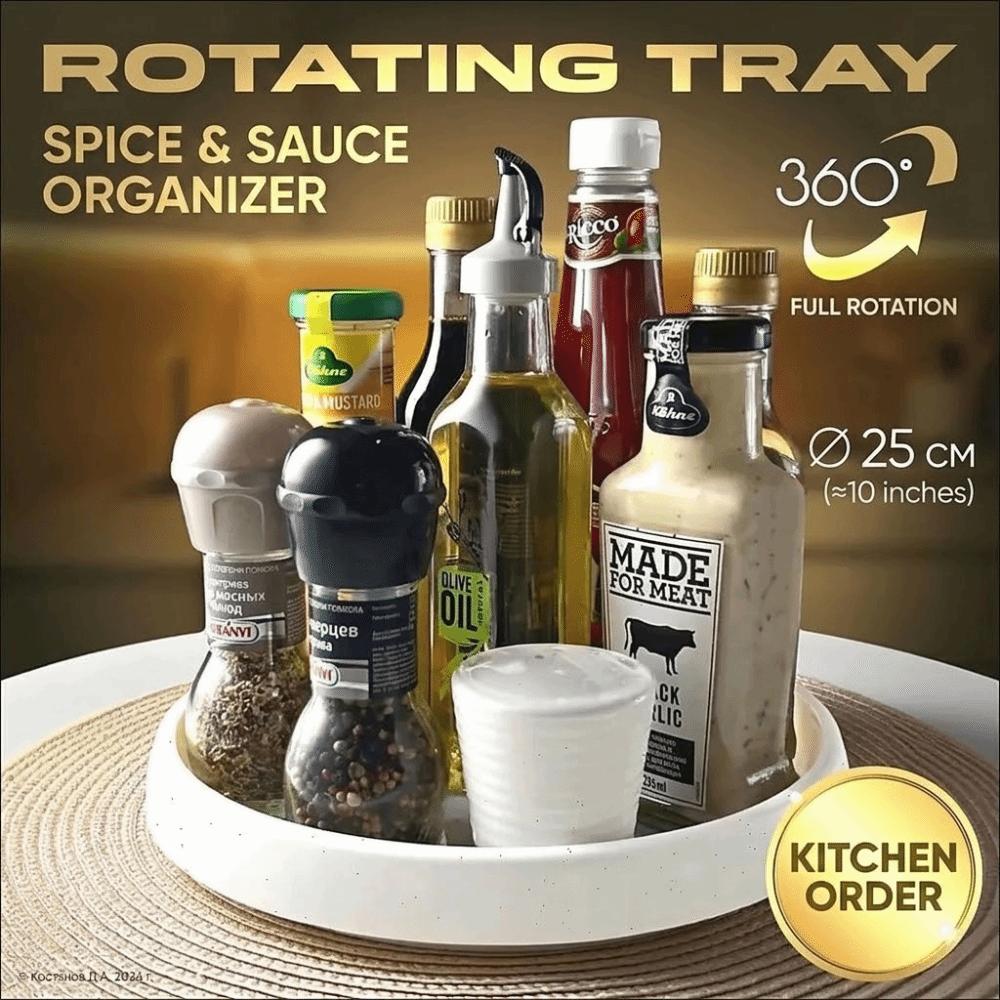 360 Rotating Seasoning Storage Rack Non Slip Spice Rack Multifunctional 360 Rotating Tray Office