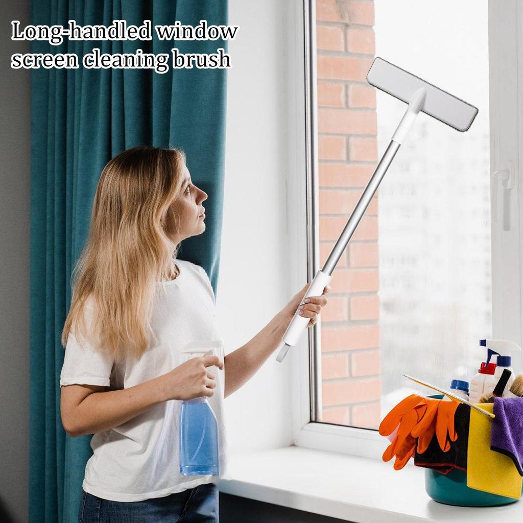 Window Screen Brush Detachable Long Handle Ergonomic Window Mesh Screen Cleaner Tool For Indoor Patio Living Room Bedroom