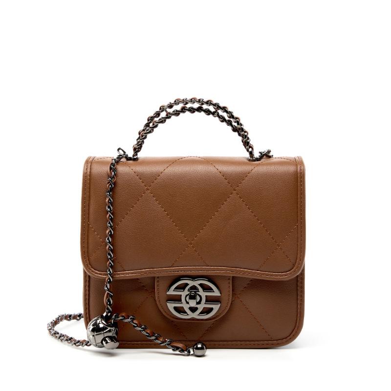 Кожаная женская сумка универсальная сумка через плечо с бриллиантами QSL2553 коричневый 5273₽