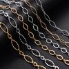 6.5/7/8mm Chic Glitter Stainless Steel Link Cut Oval Figaro Chain Necklace for Women Men Geometric Rhombus Choker Metal Jewelry