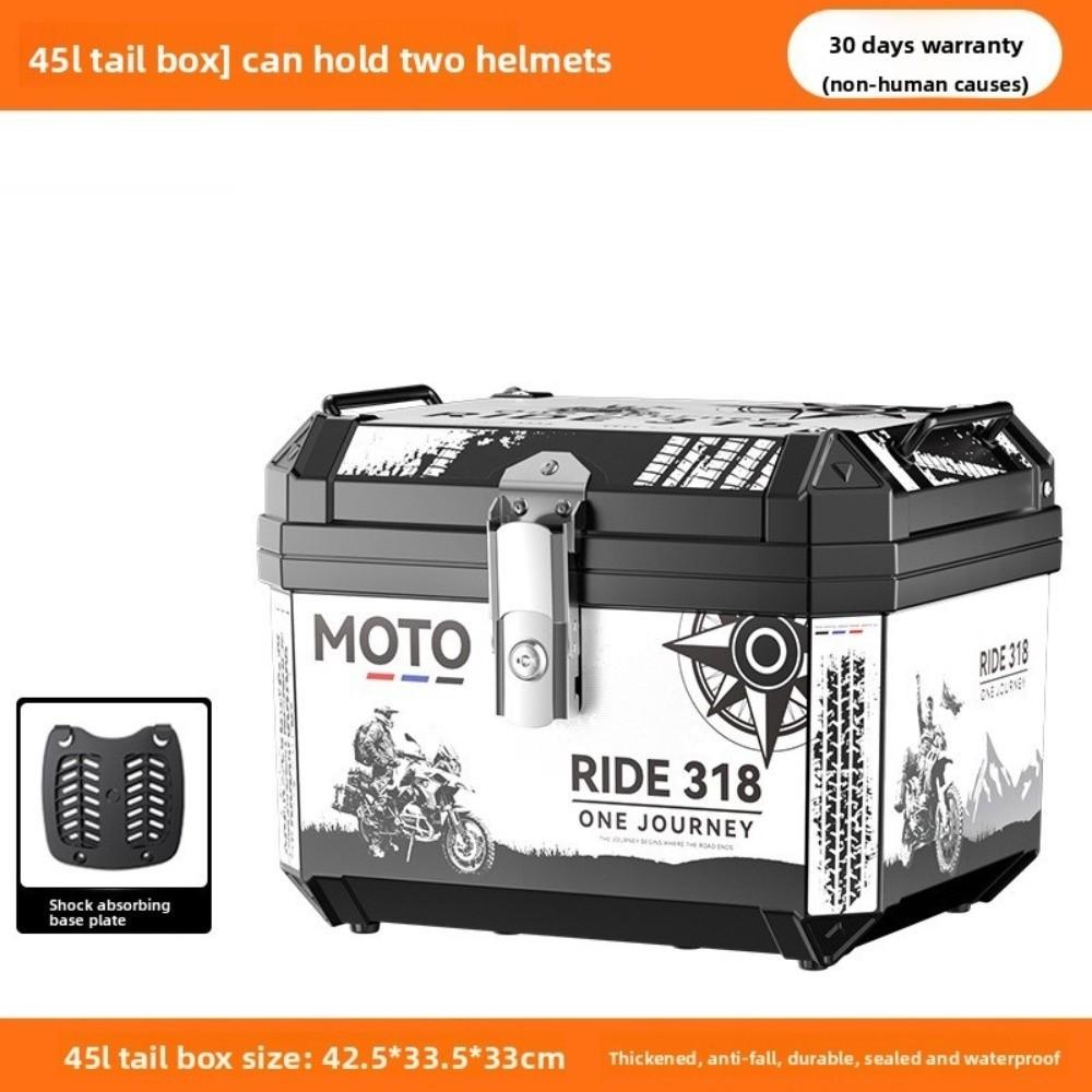 45L Capacity Motorcycle Trunk Thickened Electric Vehicle Durable Storage Storage Box Universal Fit