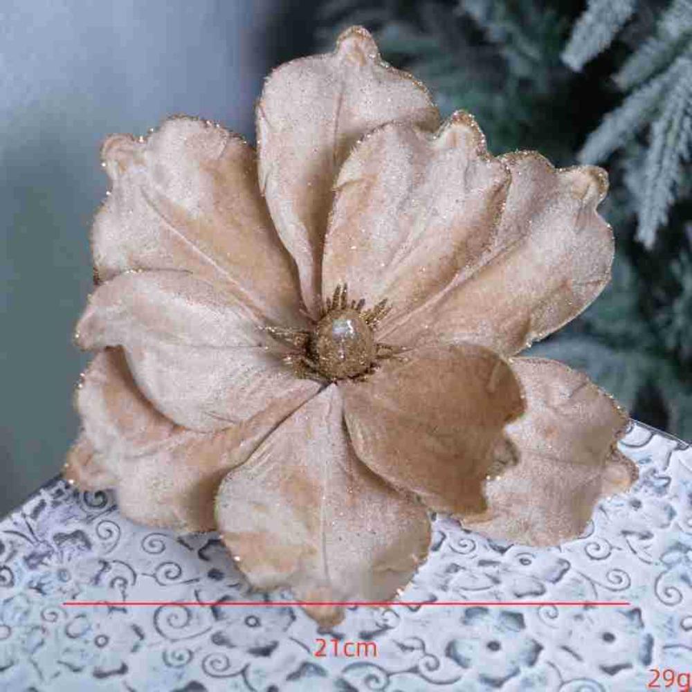 Xmas Tree Decoration 3D Simulation Magnolia 21cm Fake Flowers  New Year