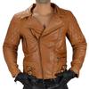 Jachetă din piele maro maro NOORA pentru bărbați cu fermoar și buzunare | Jachetă de motocicletă pentru bărbați | Jachetă occidentală clasică