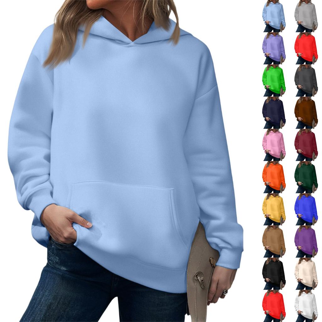Fashionable Women's Hooded Sweatshirt Casual Pocket Top Loose Pullover