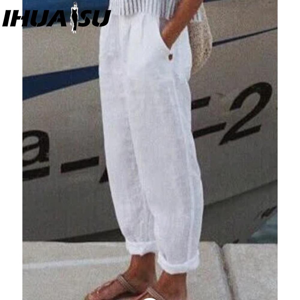 IHUASU 8 Barev Dámská Móda Ležérní Jednobarevný Potisk Kalhoty & Capri s Vysokým Pasem