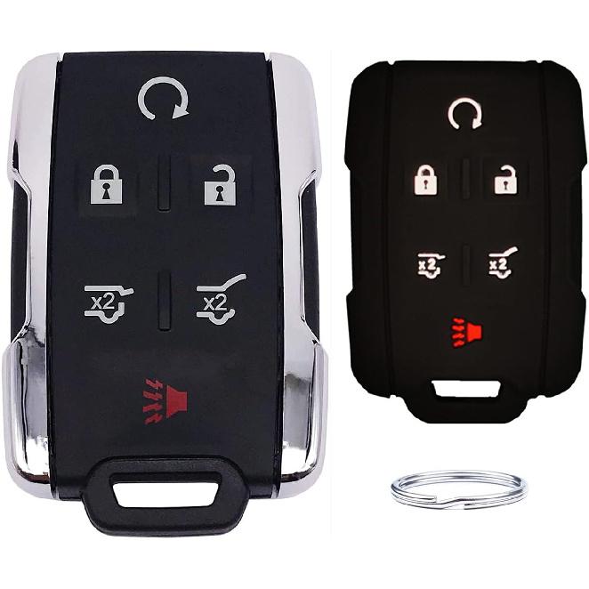 Silicone Keyless Remote Key Fob Cover Case fit for 2017 2016 2015 2014 GMC Yukon Chevrolet Tahoe Suburban. Part Number:M3N-32337100(6 Buttons)