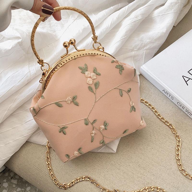 Lace Gold Bag Female Retro Chinese Style with Cheongsam Bag Handbag Small Fresh Shell Bag