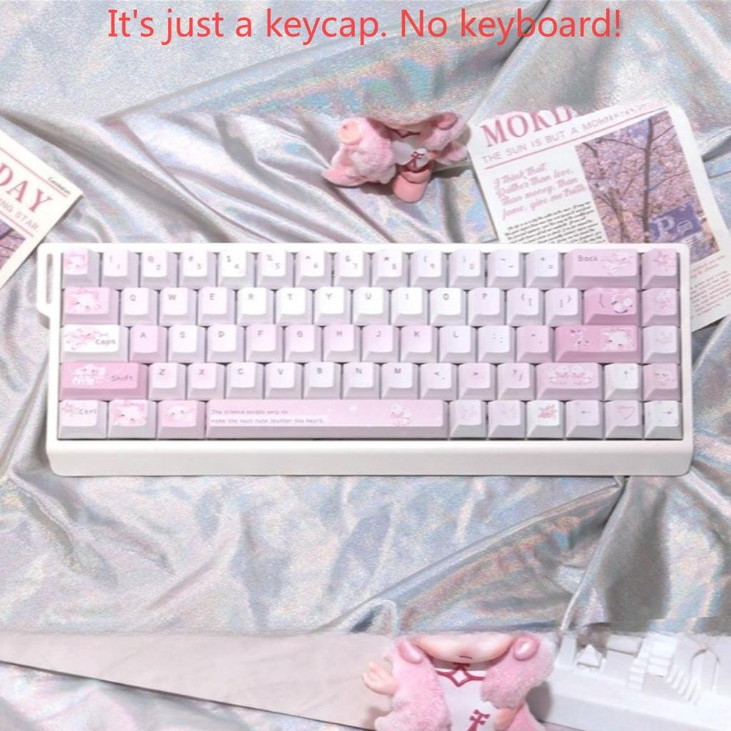 Cute Pink Lamb Cherry MOA Profile PBT Keycaps 130 Keys Keycap Set for Magnetic Switch Mechanical Keyboard