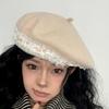 Lace Bows Cabbie Hat for Women Hat Dark Lace Vintage Cabbie Caps Unisex Headwear Autumn Winter Hat for Daily Wear