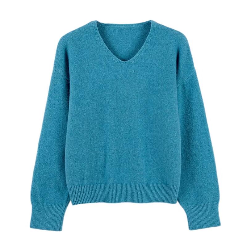 HerPool Women's Relaxed V-Neck Knit Pullover