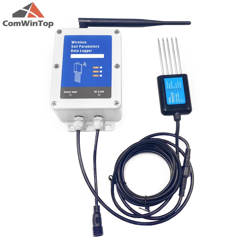 Low Consumption Soil Moisture Temperature EC PH NPK 7 In 1 Sensor WiFi or 4G Data Logger Soil Tester with Built-in Battery