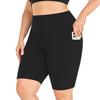 Dame Høy Midje Plus Size Lommer Elastiske Yoga Trenings Sportsshorts