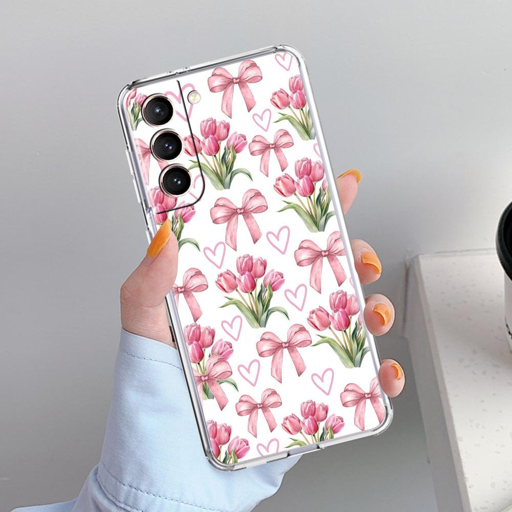Phone Case For Samsung Galaxy S26 S25 S24 S23 S22 Ultra S20 S21 FE 5G Plus Soft Clear Cover Soft Pale Little Flower