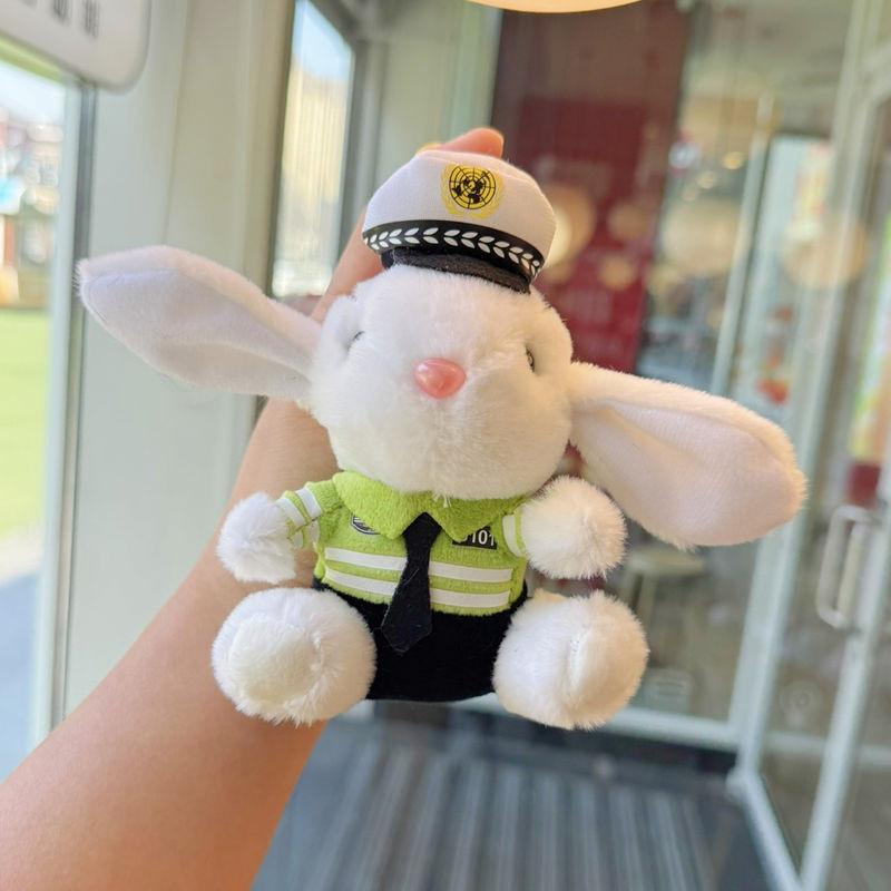 Cute Police Bear Plush Keychain With Metal And Gold Keyring For Daily Use