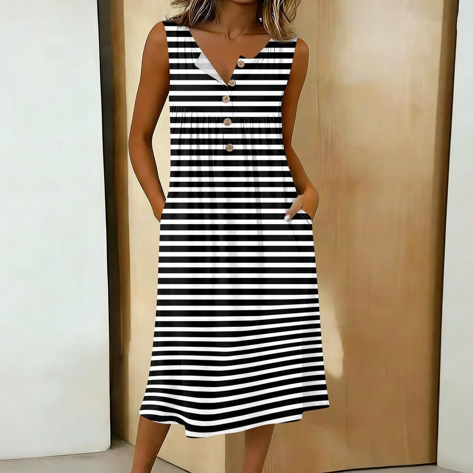 

Женское повседневное платье-рубашка без рукавов средней длины M чёрный