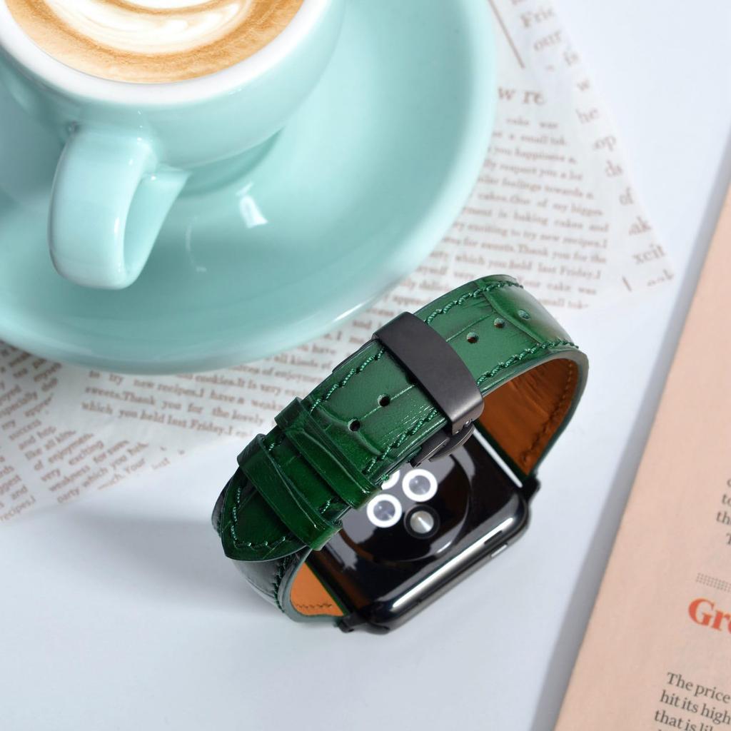 WOCCI Stainless Steel with Watch Band Replacement D-Buckle Double-Sided Buckle, Push-Button Clasp, 20mm/Black