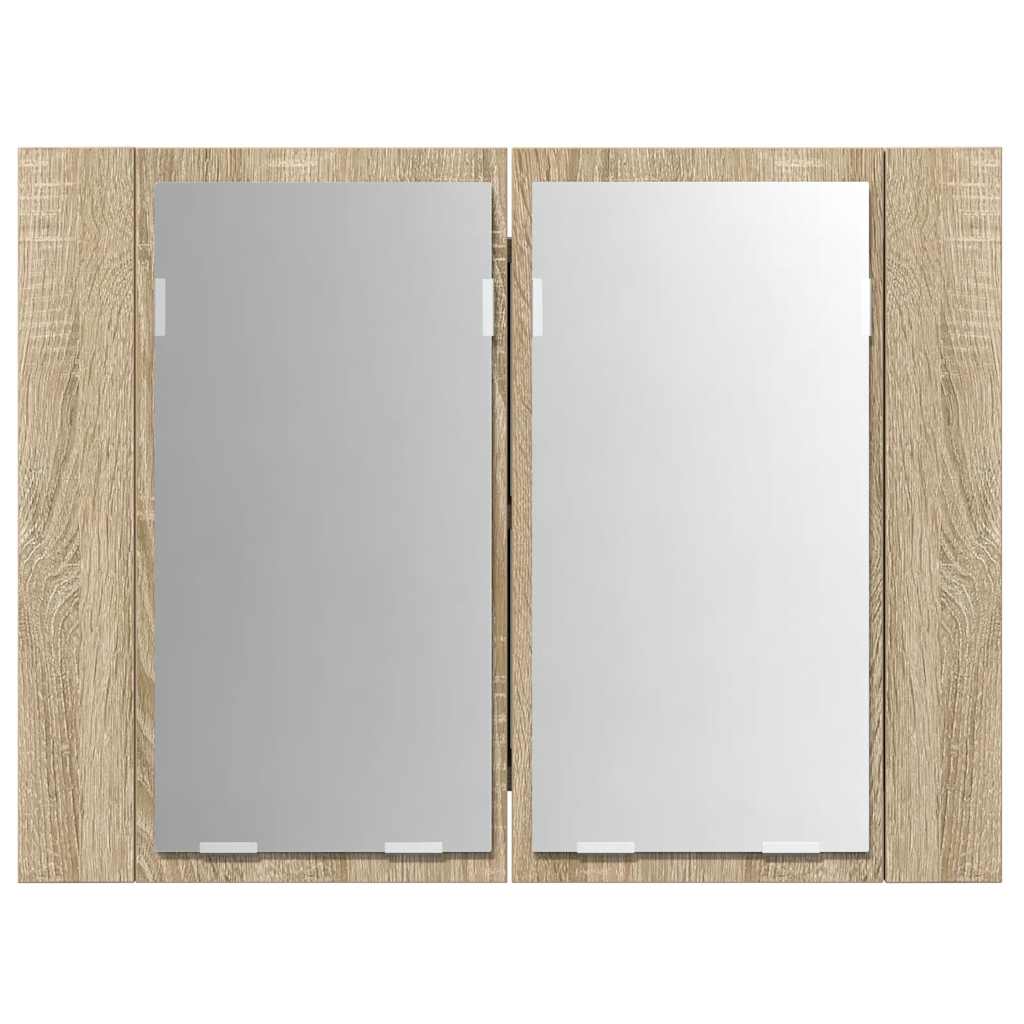 LED Bathroom Mirror Cabinet Sonoma Oak 60 x 12 x 45 cm Acrylic