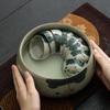 Glazed Hand-Painted Ge Kiln Jianshui Ceramic Extra Large Tea Washing Tea Residue Tank Water Tank Household Tea Set Tea Cup Washing Storage Bowl