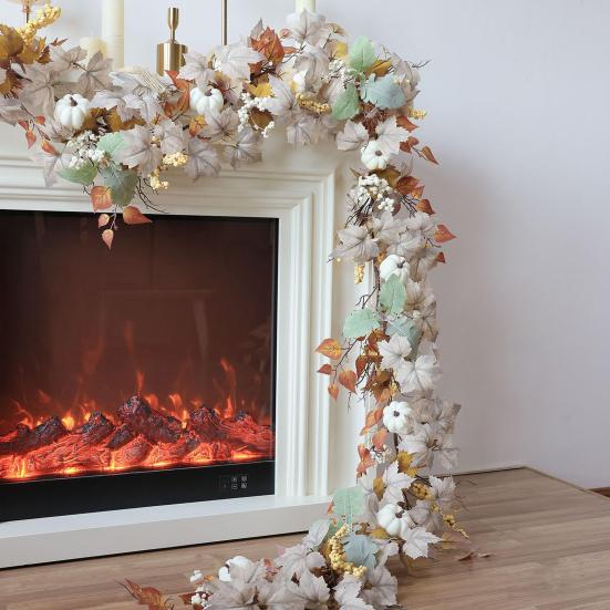 Artificial Maple Leaf Garland 6Ft Pumpkin Berries Garland Fall Decoration