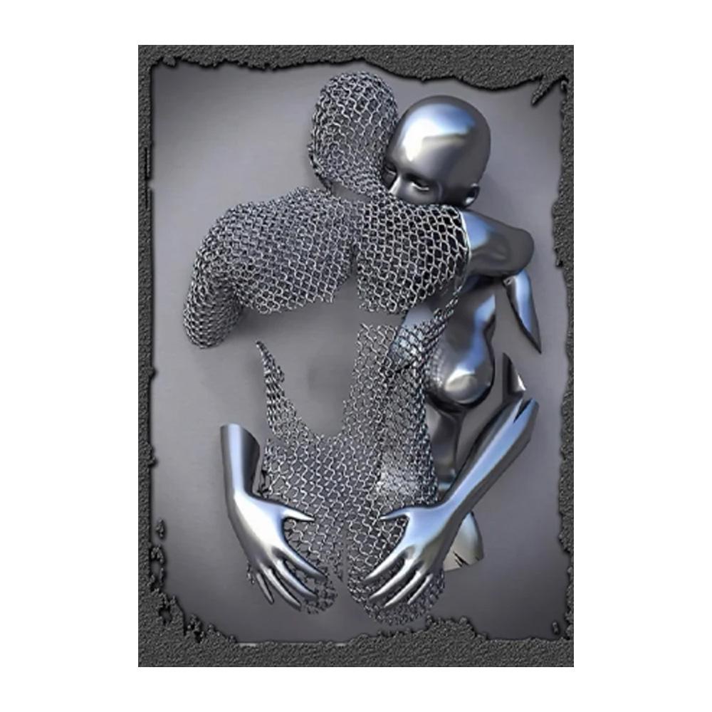 Metal Figure Statue Art Poster High Definition Printing Canvas Painting Prints Couple Sculpture Living Room Home Decor Picture