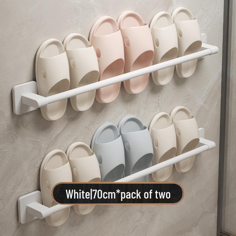 Punch-Free Wall-Mounted Bathroom Slipper Rack and Draining Storage Hanger