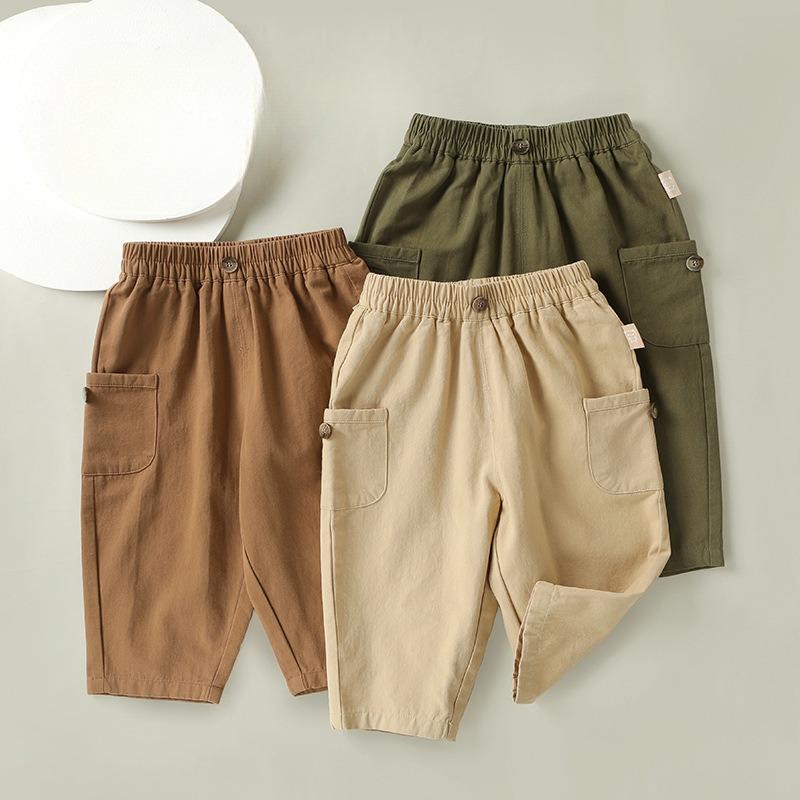 Spring and Autumn Boys New Korean Style Casual Woven Trousers