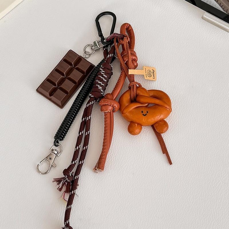 Braided Rope Bag Pendant High-Grade Keychain Pendant Cute Miu Series Alkaline Water Bread Bag Pendant Chocolate Pendant