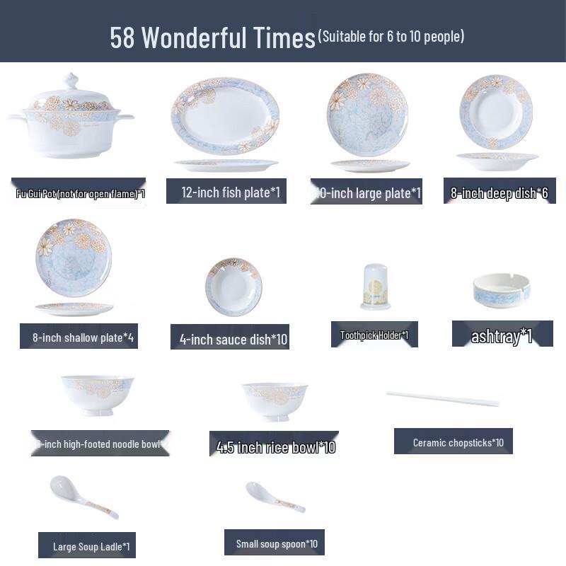 Ailanhui Jia Jingdezhen European Ceramic Dinnerware Set