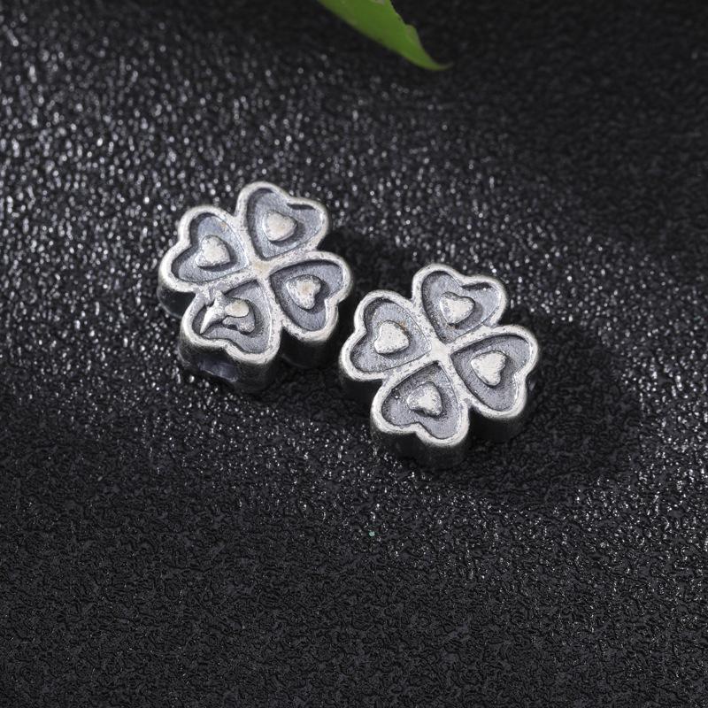 Aged Silver Four-Leaf Clover Pixiu Spacer Beads for DIY Jewelry Necklace/Bracelet