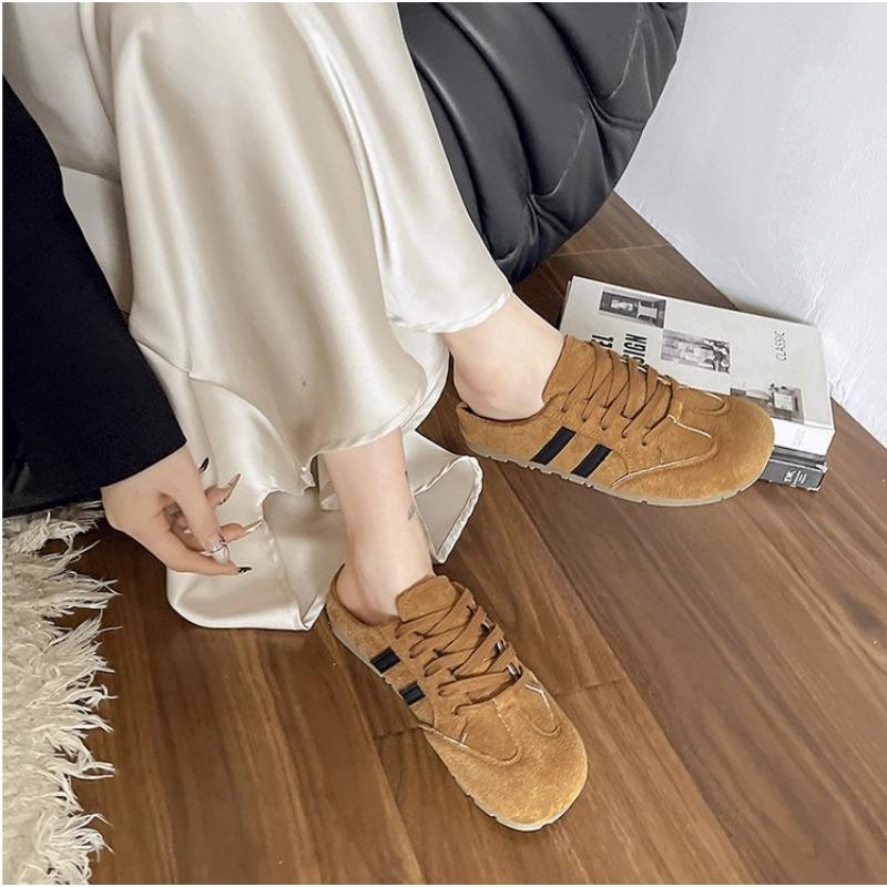 Women's Shoes Spring New Casual Lightweight Sneakers Women's Lace-up Flat Tennis Shoes Retro Polished Leather Training Shoes
