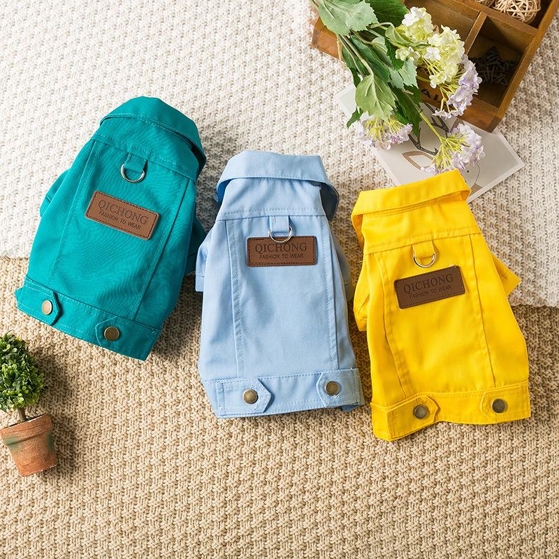 Pet Denim Jacket with Leash Holes Spring and Fall Lightweight Stylish Dog and Cat Clothes for Small Dogs Must-Have Pet Apparel