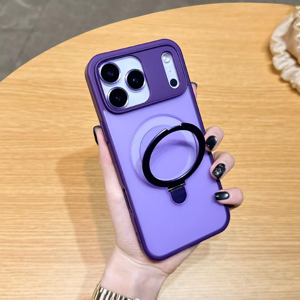 Applicable To IPhone17PROMAX Skin Sensing Stand Mobile Phone Case Matte Magnetic Suction Apple 16 with Lens Film Protection Case