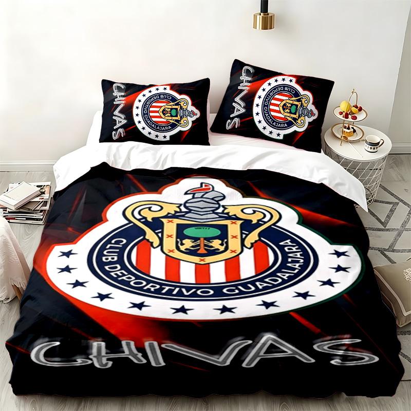 Deportivo guadalajara 3pc set Perfect for bedroom use Comfortable bedding set includes a duvet cover and two pillowcases Ideal birthday or Christmas g