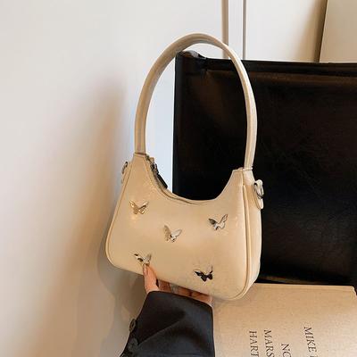 Moda borboleta Deco bolsa de axila verão moda couro PU meia lua bolsa de ombro quente menina casual bolsa