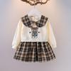 Girls Cartoon Long Sleeve Dress Spring Autumn Toddler Fake Two Piece Design Stylish Princess Dress For Little Kids