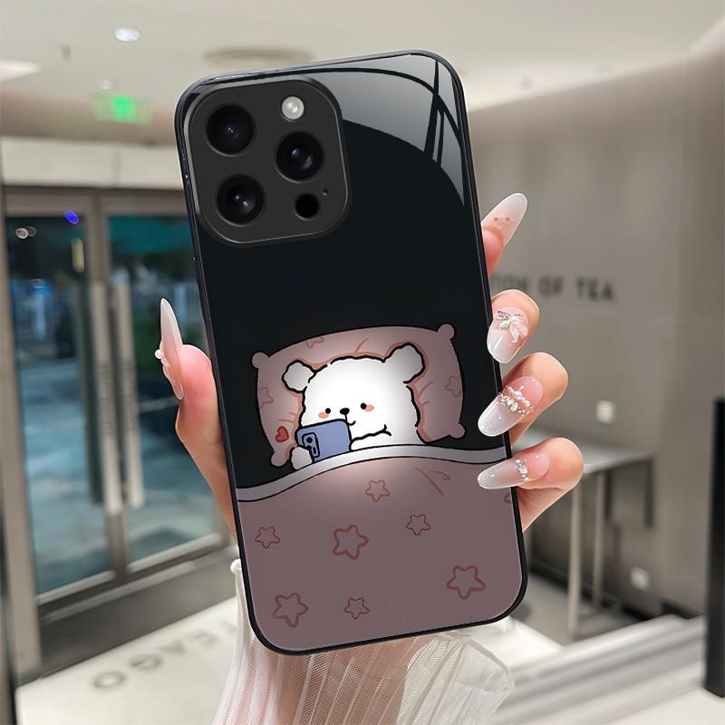 Für iPhone 16 15 Pro Max Plus 16E SE 2025 Gehärtetes Glas Handyhülle Coole Cartoon Tiger Drache Kameraschutz Harte Rückseite